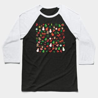 Winter Holiday Christmas and happy New Year Symbols Baseball T-Shirt